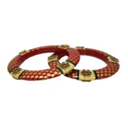 CZFashions Red Gold Kundan Bangles Set - Glamorous Accessory for Weddings and Special Occasions - Image 3