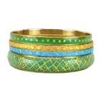 Dark Aqua Minimal Metal Bangles Set