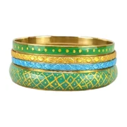 Dark Aqua Minimal Metal Bangles Set