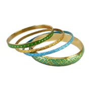 Dark Aqua Minimal Metal Bangles Set - CZFashions Stylish Jewelry - Image 3