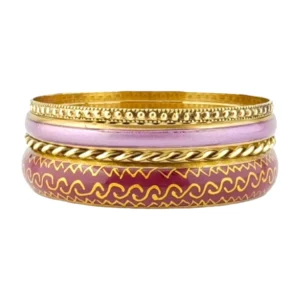 CZFashions Claret Violet Minimal Metal Bangles Set