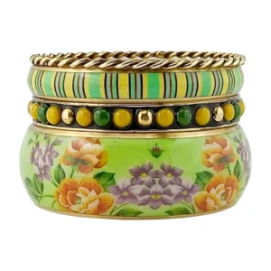 CZFashions Floral Green Metal Bangles Set