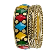 CZFashions Variegated Rhombus Bangles Set
