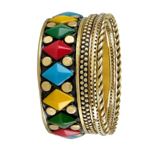 CZFashions Variegated Rhombus Bangles Set