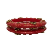 Royal Red Kundan Bangles Set - Image 4