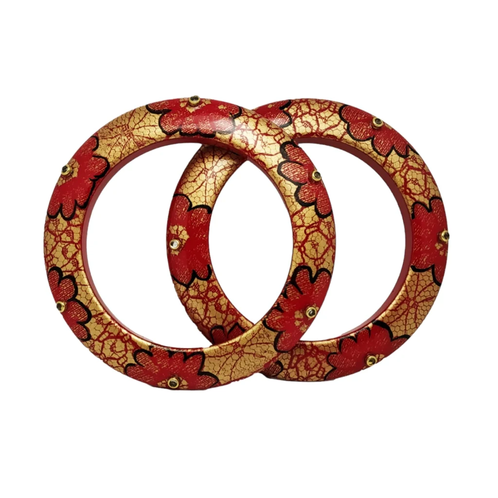 CZFashions Bright Red Gold Kundan Bangles Set